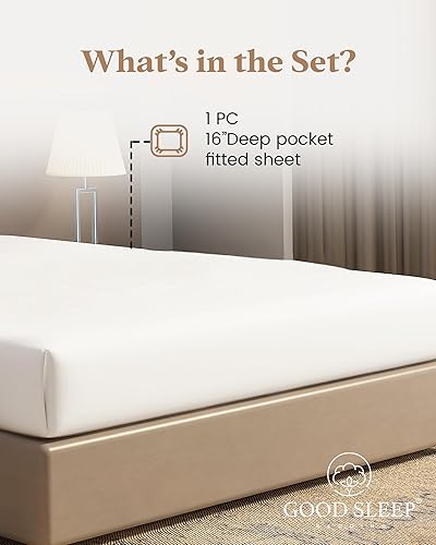 Drap-housse de luxe 100 % coton égyptien – Super King Size, 1000 fils au pouce carré, tissage satiné doux, 41 cm de profondeur, blanc - Nail Gallerys