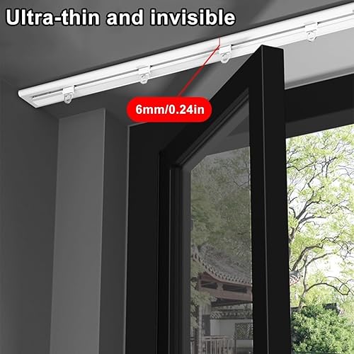 Tringle à rideaux ultra fine et silencieuse en aluminium - 280 cm (2 x 140 cm) - Parfait pour bureau, salon, chambre à coucher - Installation facile avec trous pré-percés (blanc) - Nail Gallerys