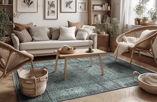 Vintage Tapis Couloir Sablé 155cm x 225cm, Tapis Berbere Boho, Poils Courts Lavable, Tapis Antidérapant - Nail Gallerys