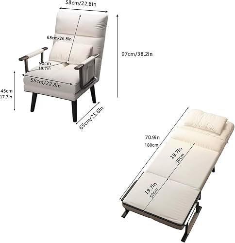 Fauteuil Lit Convertible 1 Place - Canapé-Lit Simple Trois en Un Pour Chambre, Salon, Bureau - Pliable et Adulte - Nail Gallerys