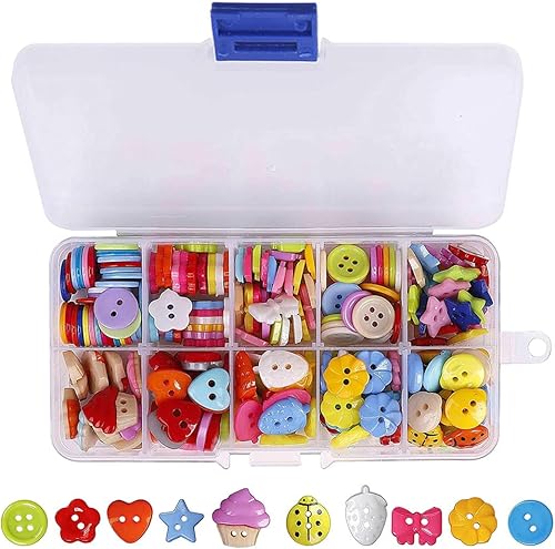 FDCGAS Bouton Couture - 240pcs Boutons en Résine de Couleurs Mélangées pour l'artisanat,Petits Boutons pour Cardigans Arts de Noël Enfants DIY Scrapbooking à la Main(10 Formes - Nail Gallerys