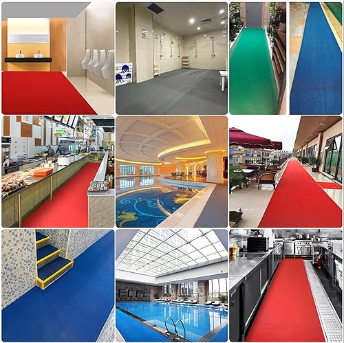 LONGSAND Tapis de Sol pour Drainage extérieur Tapis de Piscine antidérapant en PVC Tapis pour Zone Humide Commerciale pour Restaurant Cuisine Salle de Bain Bars Garage Waterpark,Gray/Grey,0.9×5M - Nail Gallerys