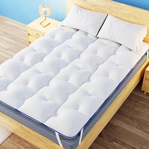 CASABEL Surmatelas Diamant 90 x 190 cm en Microfibre - Liseré Bleu - Confort Optimal - Moelleux, Anti-Acarien, Respirant - pour Matelas 1 Place Adulte et Enfant, Clic Clac, BZ - Nail Gallerys