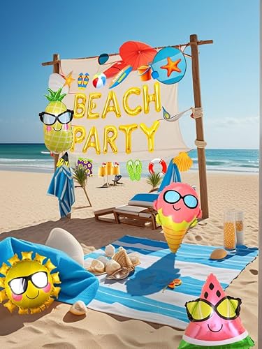 décoration de fête de plage soleil d'été ballons de plage bannière de fond de fête de plage pour luau hawaii beach pool party - Nail Gallerys