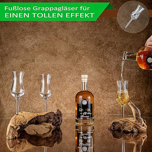 Deggelbam Verres à liqueur/grappa élégants sur une racine en bois véritable. Chaque pièce est unique (2 racines de bois véritable) - Nail Gallerys