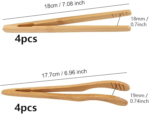 HLIWS 8 Pièces pince grille pain,Pinces en Bambou,Pince à toasts,Pince à Thé,pour Cuisson,Pain,Thé aux Fruits et Cornichons(4 droites,4 courbées) - Nail Gallerys