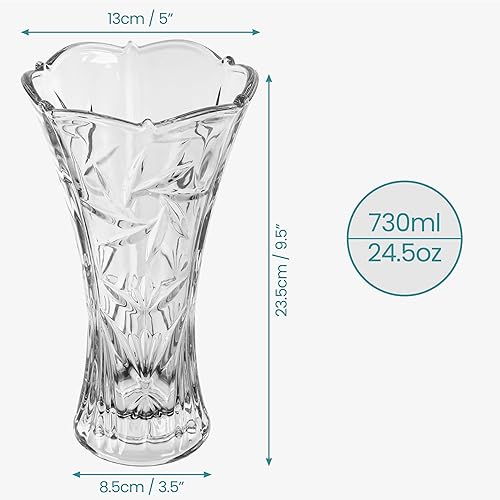 BELLE VOUS Vase Fleur Transparent - 23,5 cm - Vase Decoratif Moderne pour Maison, Salon, Bureau, Centre de Table ou Cadeau de Mariage - Nail Gallerys