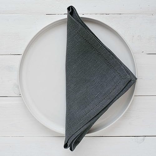 Varvara Home 6 Serviettes de Table Lin - Serviette de Table en Tissu - Serviette en Lin - Serviette Tissu Lin - Serviette Table Noir 45x45 cm - Nail Gallerys