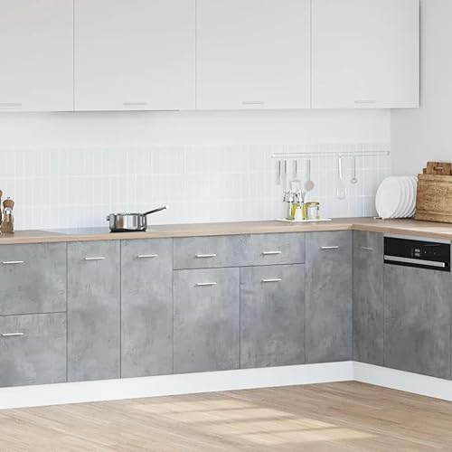 vidaXL Armoire de plancher à tiroir Gris béton 80x46x81,5 cm Aggloméré, armoire de cuisine, meuble de cuisine, meuble de rangement, armoire - Nail Gallerys
