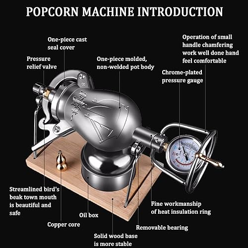 ZT6F 304 Stainless Steel Chinese Traditional Popcorn Maker Mini Popcorn Pot Hand Popcorn Machine Small Popcorn Cannon for Family Gathering Party Fun - Nail Gallerys