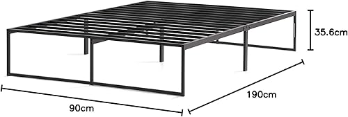 Linenspa Cadre de lit 90x190 cm, 1 place – Sommier en métal, lattes en acier – 30 cm rangement sous lit – Assemblage rapide – 1 personne, Noir - Nail Gallerys