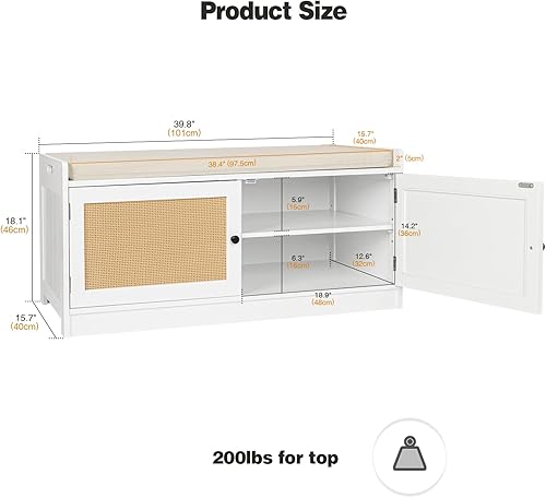 Skokliz Meuble Chaussure, Banc Chaussures entrée avec Coussin Confortable, Rangement Chaussure, Coffre de Rangement Étagère pour Étroit Bois Laqué - Nail Gallerys
