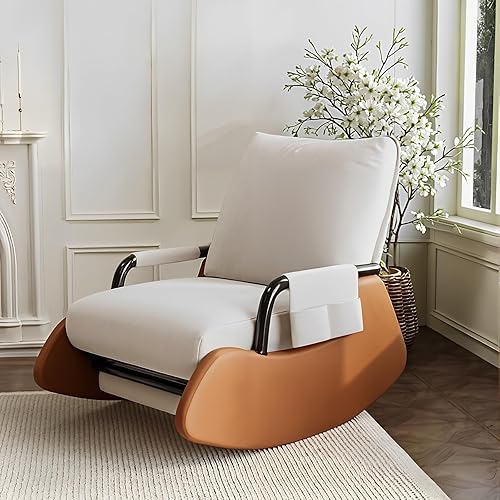 SHARPDO Fauteuil à Bascule Ergo-Relax 3 Positions Confort café avec Repose-Pieds Ajustable et Velours Côtelé Toutes Saisons, Idéal pour Séries, Allaitement, Cocooning et Rocking Chair Naturel - Nail Gallerys
