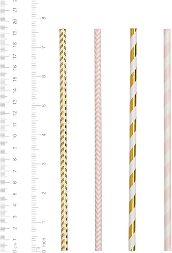 [Pack De 200] Pailles En Papier 100% Biodégradables, (Rose et Or) - Nail Gallerys