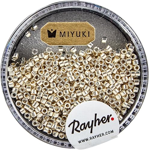 Rayher Perles de Rocailles Delica p. bijoux 1,6mm ø métallique argenté, 14760606, Large - Nail Gallerys