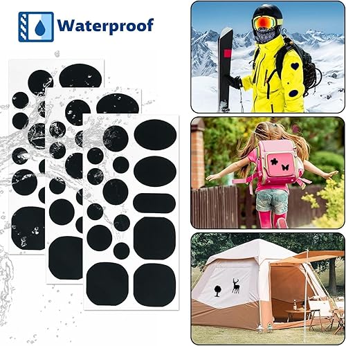 Lot de 45 patchs de réparation autocollants pour vestes en duvet, ruban de réparation en nylon, autocollants pour veste, tente, vêtements d'extérieur (noir) - Nail Gallerys
