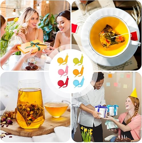 Support pour sachet de thé – Clip pour sachet de thé | Clip en silicone | 6 supports de sachets de thé en forme d'escargot de qualité alimentaire, support de sachet de thé, marqueur de boisson en - Nail Gallerys
