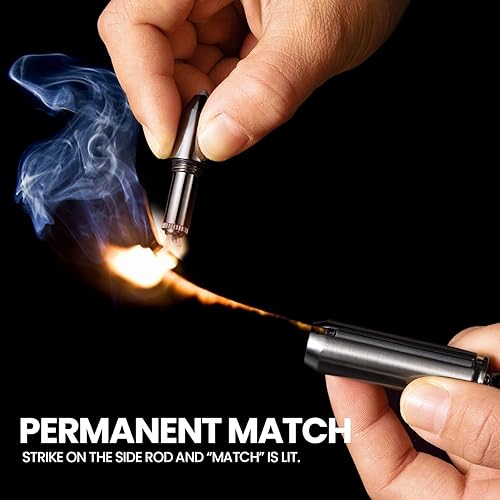 Ultraray Allumettes Briquet avec Porte Clé, Briquet à Essence, Porte-Clés Briquet à Silex, Allume Feu, Pendentif Homme, Briquet Stylé Porte Cle, EDC Cool (2 Pièces) - Nail Gallerys