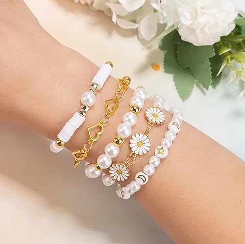 Bikasun Blanc marguerite perles Set pour bracelets Set, avec des lettres de perles, perles bracelets faire soi-même, pour la fabrication de bijoux DIY - Nail Gallerys