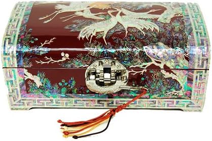 Antique Alive Boîte à Bijoux à Clé Splendide Artisanat Coréen Noeud Macramé Bois Laqué Nacre - Nail Gallerys