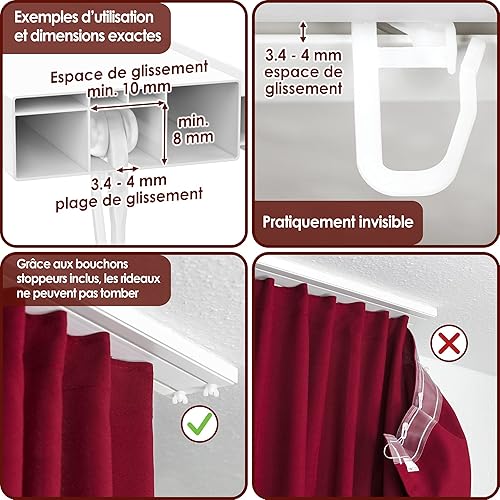 Weidebach® praktische Gardinenhaken 130 Stück, Einfach montierbare Gardinenröllchen, kein Verrutschen der 8 Feststeller, Gardinengleiter für Alle Standardschienen, stabile Vorhang Haken - Nail Gallerys