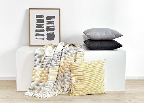 nielsen HOME Plaid Dana, 150x200 cm, Blanc Brun Jaune, Coton - Nail Gallerys