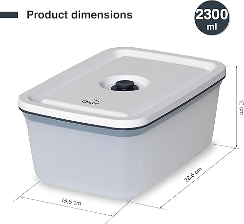 LACOR - 69694 - Récipient Alimentaire Smart, Récipient hermétique, Avec valve spéciale pour le vide, Empilable, Convient pour lave-vaisselle, micro-ondes, réfrigérateur et congélateur, 2300 ml - Nail Gallerys