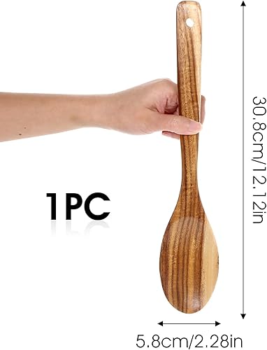 HJZHII Cuillères en bois pour la cuisine, cuillère en bois de teck, grande cuillère en bois, cuillères en bois de teck de qualité supérieure pour ustensiles de cuisine antiadhésifs, ustensiles de - Nail Gallerys