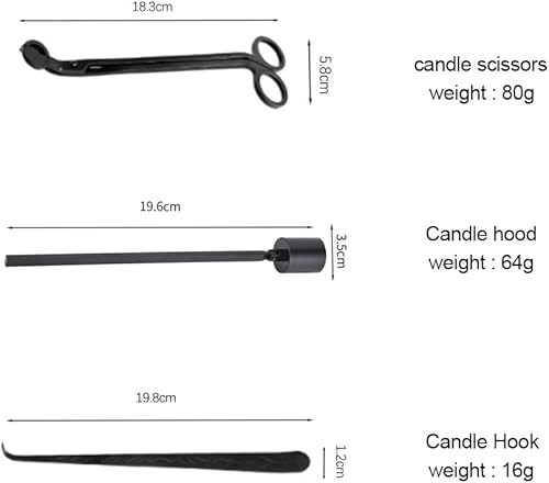 3PCs Bougie Éteignoir Kit d'outils en Acier Inoxydable Con Éteignoir a Bougie, Kit d'outils de Couverture de Bougie, kit d'éteignoir de Bougie,Tondeuse de Meche et Dipper de Mèche,avec sac en velours - Nail Gallerys