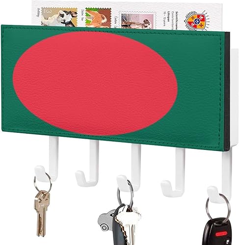 Porte-clés drapeau national de l'Algérie pour mur, porte-courrier et porte-clés pour entrée, porte-clés rustique avec 5 crochets, support mural pour entrée, vestiaire, couloir - Nail Gallerys