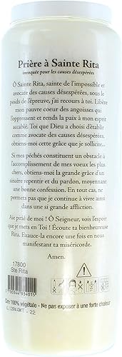 3 Bougies de Neuvaine de Sainte Rita avec prières - Bougie Neuvaine - Culte Chrétien en Cire végétale - Nail Gallerys