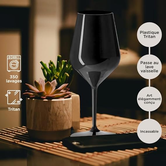 SPARKLERS CLUB Verre à Vin Wine Cocktail INCASSABLE 47cl couleur Rose - Lot de 6 - Verre Incassable en TRITAN, Réutilisable 350 Lavages, Prise en Main facile, Verre pour soirée et évènements - Nail Gallerys