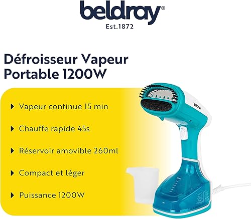 Beldray BEL0932SL-VDEEU7 Handi Steam Max Pro, multi-usage, démousseur à main vertical, léger avec brosse en tissu 2 en 1, réservoir d'eau amovible, vapeur, rafrai et aseptisation, puissant 1500W - Nail Gallerys
