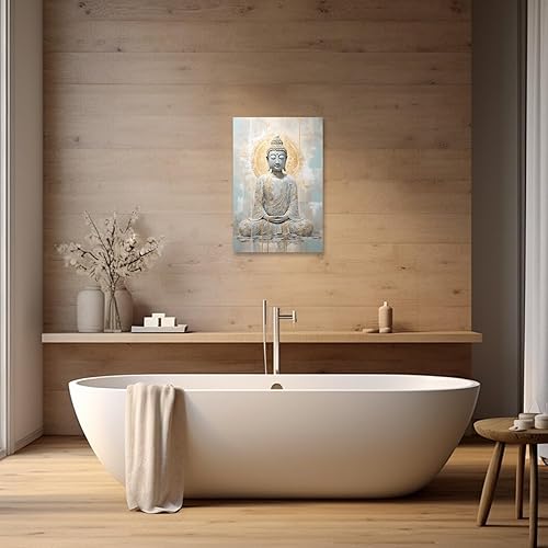 LZIMU Impression sur toile représentant une statue de Bouddha - Images zen - Œuvre d'art spirituelle bouddhiste pour yoga, spa, salle de méditation encadrée (image 3, 40,6 x 61 cm) - Nail Gallerys