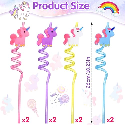 EOPUOZS Paille Enfant, 8 pcs Paille Réutilisable, Paille Plastique, Pailles en Licorne pour les Enfants, pour Décoration de Fête d'anniversaire d'enfants, Accessoires de Fête - Nail Gallerys