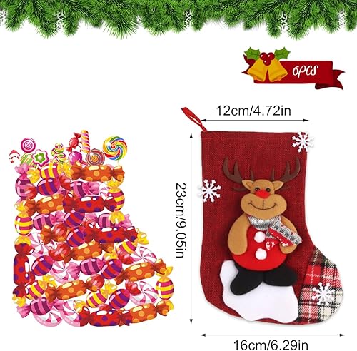 EKKONG 6 Chaussettes de Noel, Bottes de Noël, Chaussettes de Noël à Suspendre, Bas de Noël Personnalisés, Chaussettes de Cheminée pour Remplir et Suspendre des Cadeaux pour Noël - Nail Gallerys