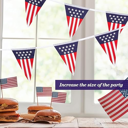 Guirlande de fanions triangulaires USA 10 m avec 20 fanions - Nail Gallerys