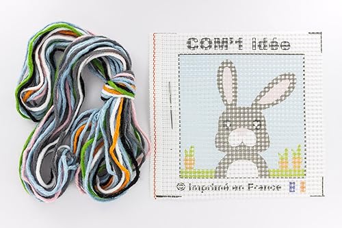 Kit Canevas Complet Mon Lapin Cookie 15 x 15 Enfant Gros Trous - Nail Gallerys