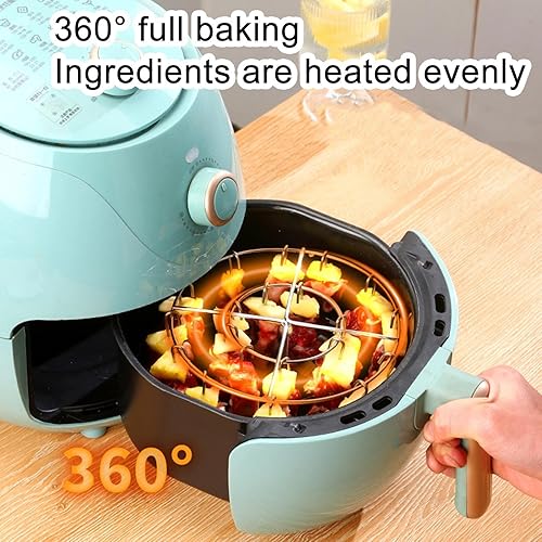 Air Fryer - Brochettes pour barbecue - En acier inoxydable - Avec fonction de gril verticale - Kit de brochettes pour poulet, bacon et grillades - Pour barbecue domestique et préparation des aliments - Nail Gallerys