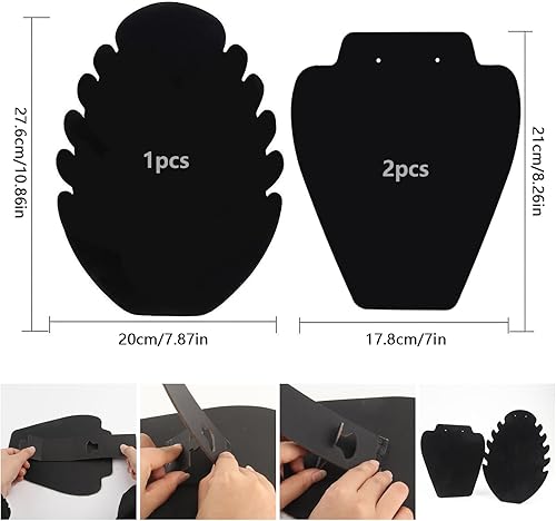 WACH AUF 3 Pièces Présentoirs en Velours Noir pour Bijoux Colliers Boucles D'oreilles Porte-Collier en Velours et Présentoir Bijoux Flamme Présentoir à Bijoux en Forme Mannequin Pour Bijoux Colliers - Nail Gallerys