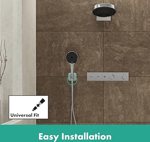 hansgrohe Coude pommeau FixFit S, raccord Douche avec Support douchette Mural, avec clapet Anti-Retour, chromé, 26888000 - Nail Gallerys
