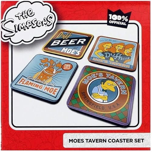 The Simpsons Moes Taven CSP0023 Lot de 4 sous-verres multicolores 10 x 10 cm - Nail Gallerys