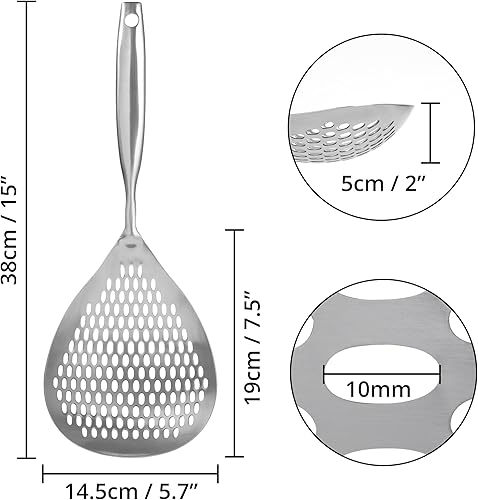 Winter Shore Cuillere Écumoire à Trous - Spatule Passoire en Acier Inoxydable de Qualité Alimentaire 38cm - Pour Frire, Cuisiner & Égoutter - Manche Ergonomique - Compatible Lave-vaisselle & Durable - Nail Gallerys