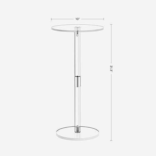 HHUXIUE Table d'Appoint en Acrylique Ronde pour Petits Espaces - Guéridon pour Boisson, Chambre et Salon (Elliptique) - Nail Gallerys