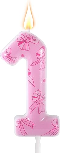 Bougie d'Anniversaire à Noud Rose, Élégante Bougie Chiffrée Thème Noud Topper pour Gâteau d'Anniversaire pour Femmes Filles Fêtes Thème Princesse Mariage Décoration (Chiffre 9) - Nail Gallerys
