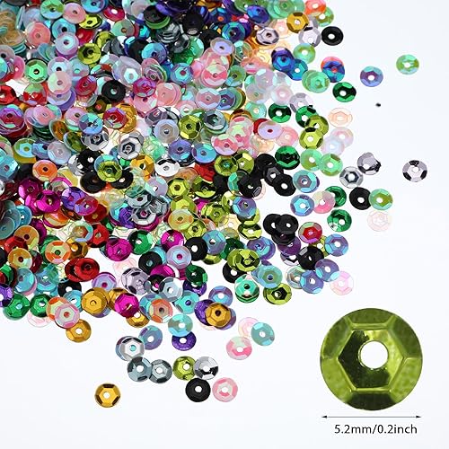 Paillettes Artisanales en Vrac 21600 Pièces 5mm Paillettes à Broder Accessoires Vestimentaires Paillette à Broder pour Couture avec Boîte Paillette Artisanales avec Trous pour Bricolage - Nail Gallerys