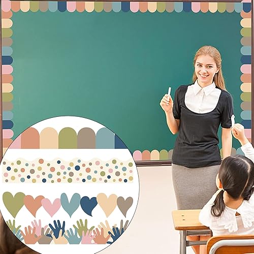 80pcs Bulletin Borders Borders Colorful Heart Border Trim Pour Salle Classe Board Blanche Classe Boundi - Nail Gallerys