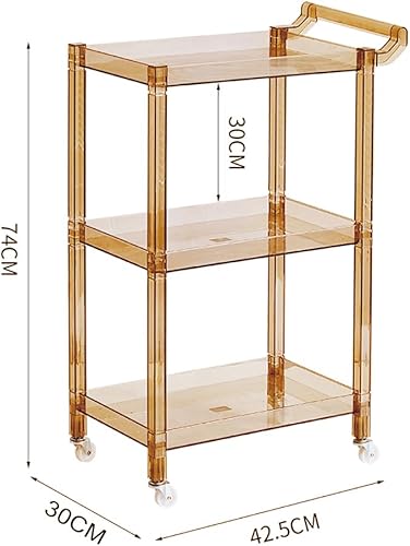 Chariot à Roulettes En Acrylique Avec Poignée Et 4 Roues,Chariot de Bar En Acrylique à 3 étages pour La Cuisine,Le Salon,La Salle à Manger Et La Buanderie,Chariot à Roulett(Size:29.13'' H,Color:Tan) - Nail Gallerys