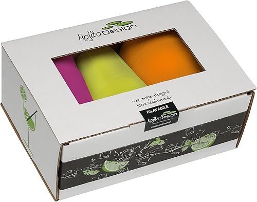 Mojito Design Box Verres à Cocktail, Plastique, Mixtes Couleurs, 0.35 litres, 6 pièces - Nail Gallerys