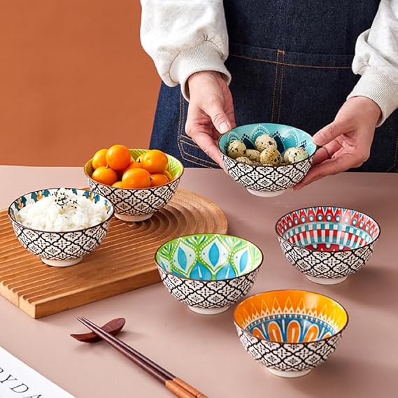 TuYines Lot de 4 bols à céréales en céramique de 12 cm pour crème glacée, riz, soupe, dessert, micro-ondes et lave-vaisselle - Nail Gallerys